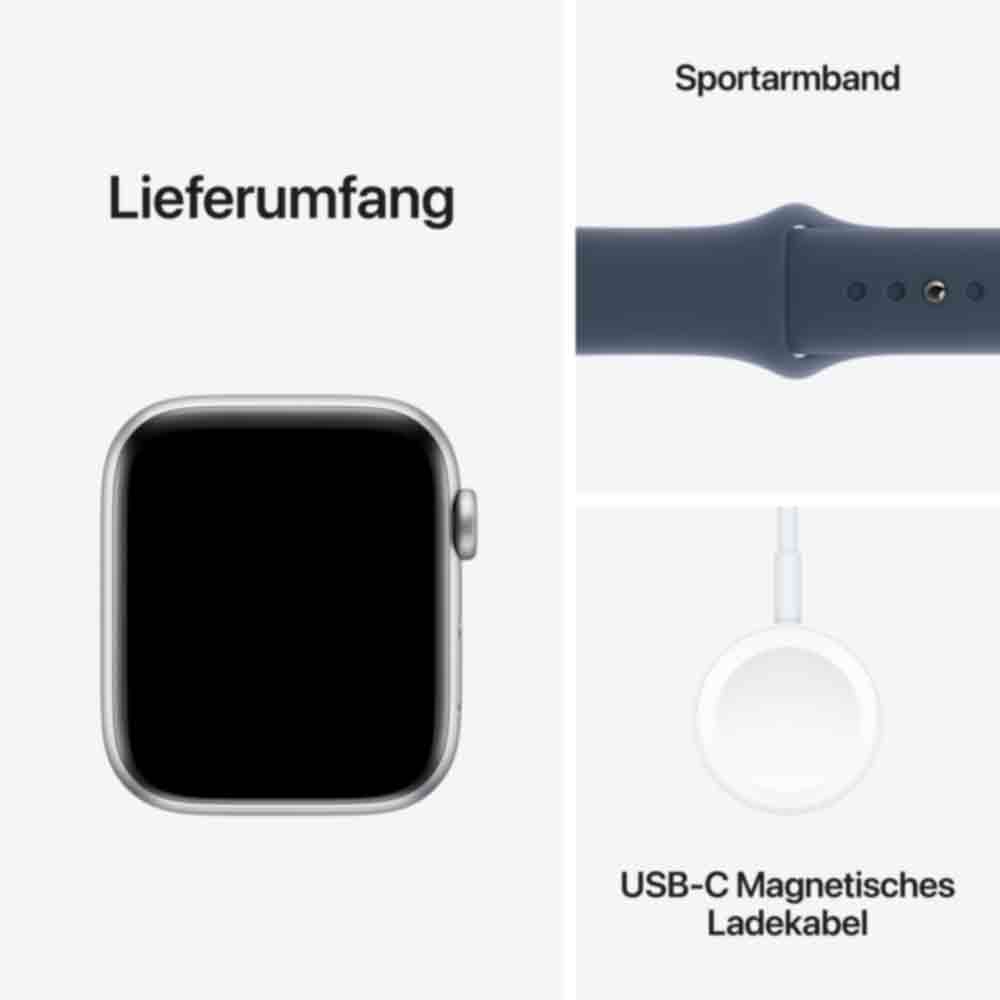 Купить Apple Watch SE (GPS + Cellular) - 44 mm - Aluminium, Silber - intelligente Uhr mit Sportband - Flouroelastomer - Storm Blue - Bandgröße: M/L - 32GB - Wi-Fi, LTE, Bluetooth - 4G - 33 g (MRHJ3QF/A) в магазине wardena.ru