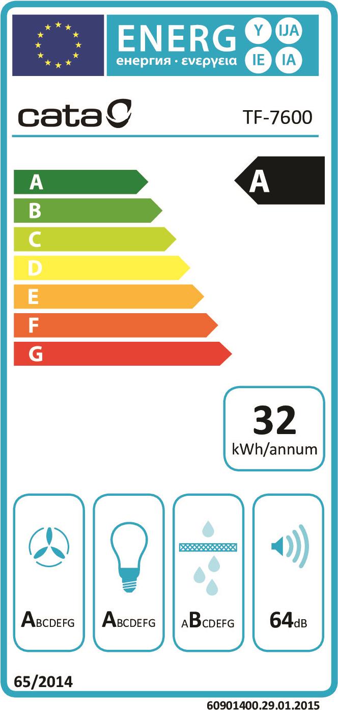 Купить CATA TF-7600 GWH Touch, 60 cm, 710 m³,/h, White Glass, Energy efficiency class A, 64 dB, Telescopic (TF-7600 GWH 02010203) в магазине wardena.ru