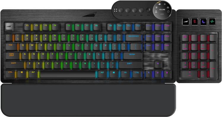 Купить Mountain Everest Max - Tastatur - mit Mediendock - Hintergrundbeleuchtung - USB-C - QWERTY - USA - Tastenschalter: CHERRY MX Red - schwarz (MG-EVK1B-CR1-US) в магазине wardena.ru