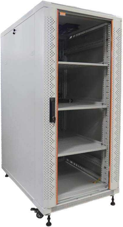 Купить IT-BUDGET 19"-Netzwerkschrank SRK - Komplettset - 27 HE - BxT 600x600 mm - Sicht-/Vollblechtür - 4 Aktiv-Lüfter - PDU - Fachböden - Flatpack - lichtgrau (90ITB19SRK2766GG) в магазине wardena.ru