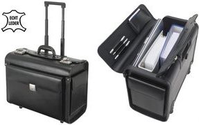 Купить Alassio Pilotenkoffer "SILVANA", Leder, schwarz, mit Trolley (92705) в магазине wardena.ru