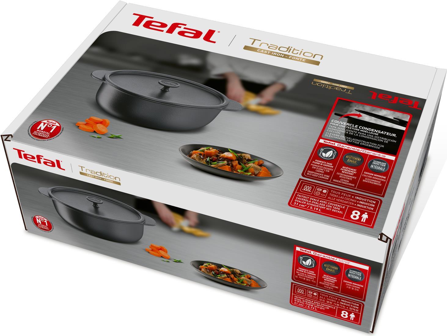 Купить Tefal E22585 - Oval - Schwarz - Eisenguss - Emaille - Keramik - Gas - Halogen - Induktion - Versiegelte Platte - 250 °C (E2258504) в магазине wardena.ru