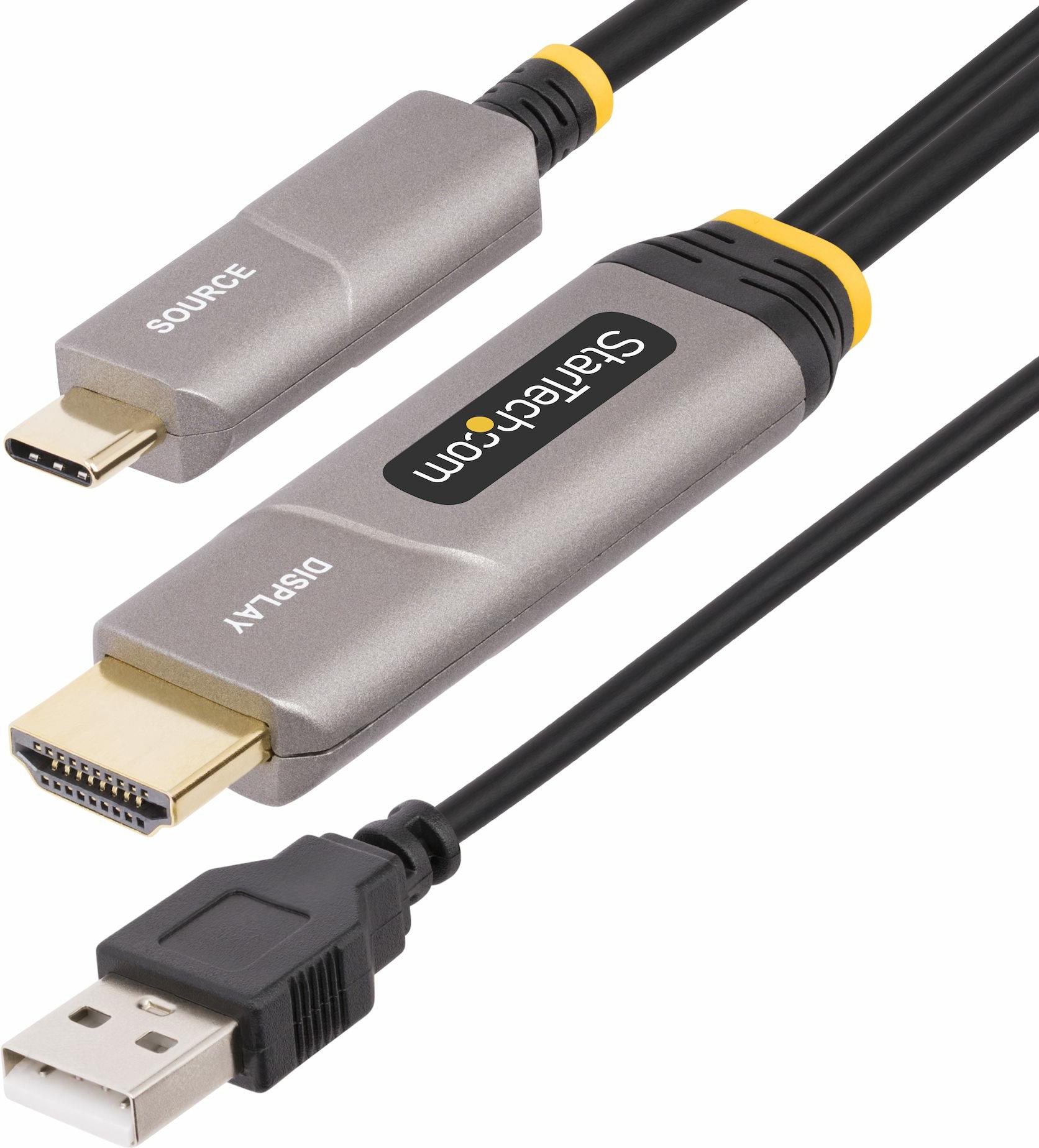 Купить StarTech.com 50ft (15.2m) USB-C to HDMI 2.0 Active Optical Cable, 4K 60Hz - HDMI-Kabel - 24 pin USB-C männlich zu HDMI, USB (nur Strom) männlich - 15.2 m - abgeschirmt/Glasfaser - Schwarz - Active Optical Cable (AOC), un (146B-USBC-HDMI4K-AOC) в магазине wardena.ru
