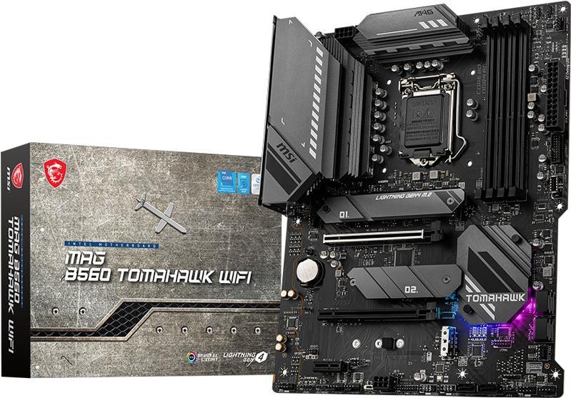 Купить MSI MAG B560 TOMAHAWK WIFI - Motherboard - ATX - LGA1200-Sockel - B560 - USB-C Gen2, USB 3.2 Gen 1, USB 3.2 Gen 2x2 - 2.5 Gigabit LAN, Wi-Fi, Bluetooth - Onboard-Grafik (CPU erforderlich) - HD Audio (8-Kanal) (7D15-005R) в магазине wardena.ru