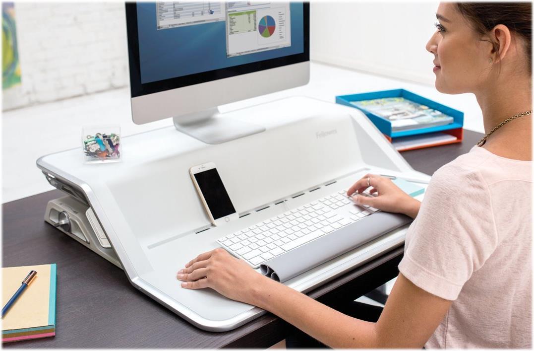 Купить Fellowes Lotus Sit-Stand Workstation - Aufstellung für LCD-Bildschirm/Tastatur/Maus - weiß (0009901) в магазине wardena.ru