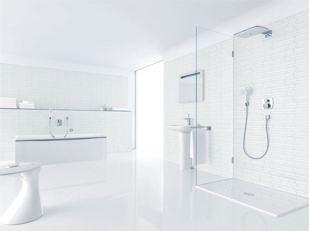 Купить Hansgrohe PuraVida Верхний душ 400 1jet с держателем хром-белый матовый 27437400 в магазине wardena.ru