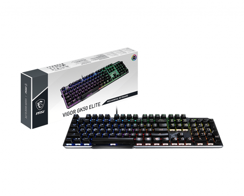 Купить MSI Vigor GK50 Elite - Tastatur - Hintergrundbeleuchtung - USB - USA - Tastenschalter: Kailh Box White (S11-04US256-CLA) в магазине wardena.ru