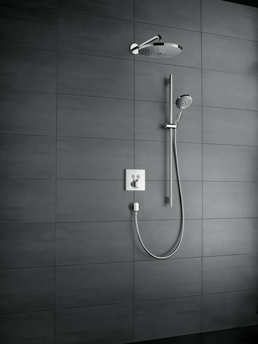 Купить Hansgrohe Raindance Select S Верхний душ 300 2jet с держателем хром-белый матовый 27378400 в магазине wardena.ru