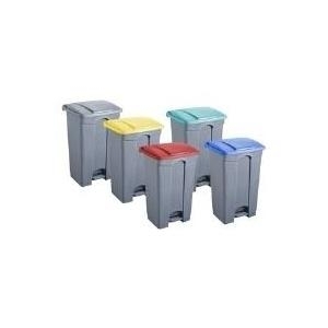 Купить helit Tretabfallbehälter, 87 Liter, mittelgrau/gelb rechteckig, aus PP, mit Haken zur Beutelbefestigung (H2402318) в магазине wardena.ru