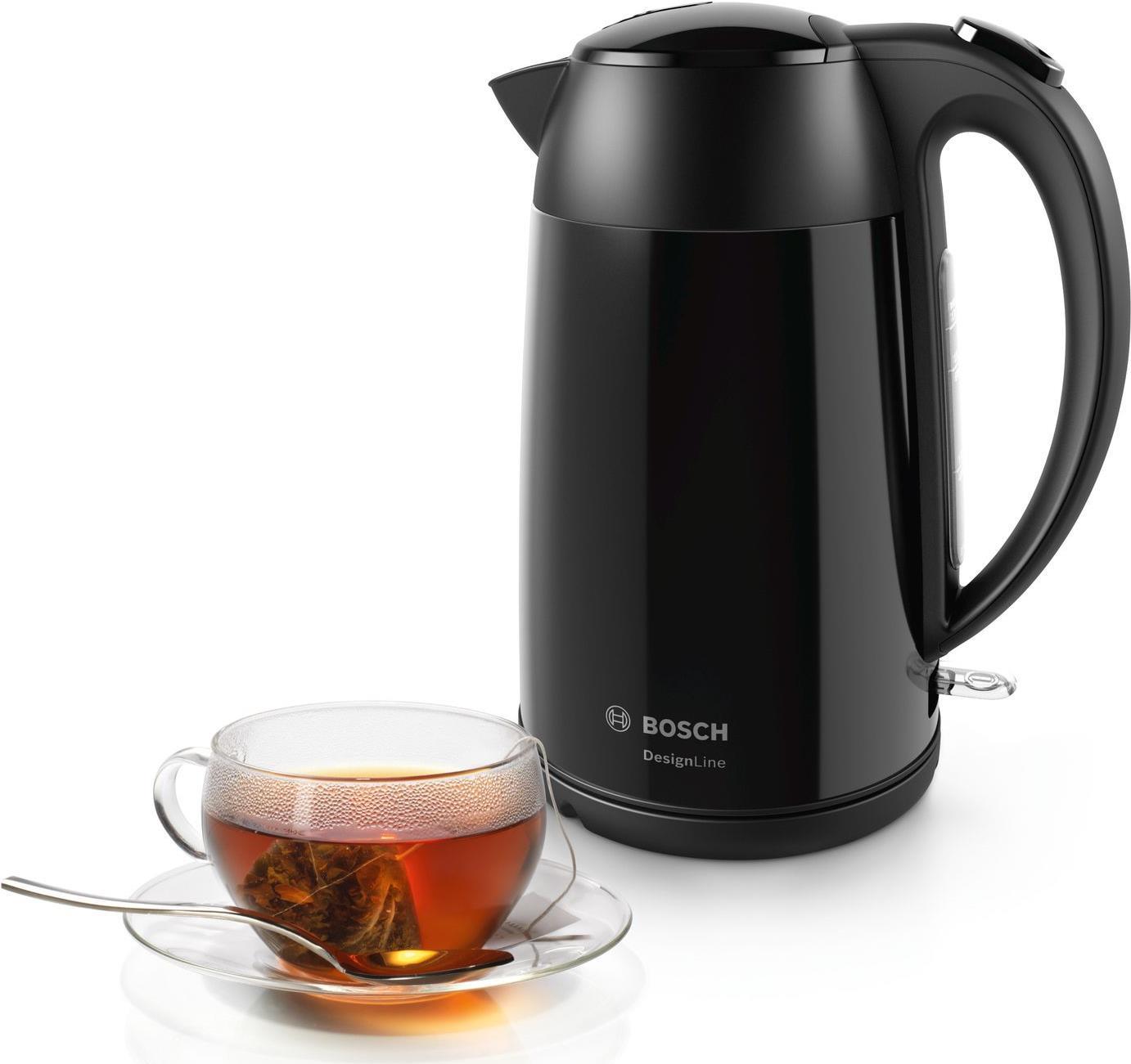 Купить Bosch DesignLine Wasserkocher TWK3P423, 1,7 Liter, Tassenanzeige, 2.400 W, schwarz (TWK3P423) в магазине wardena.ru