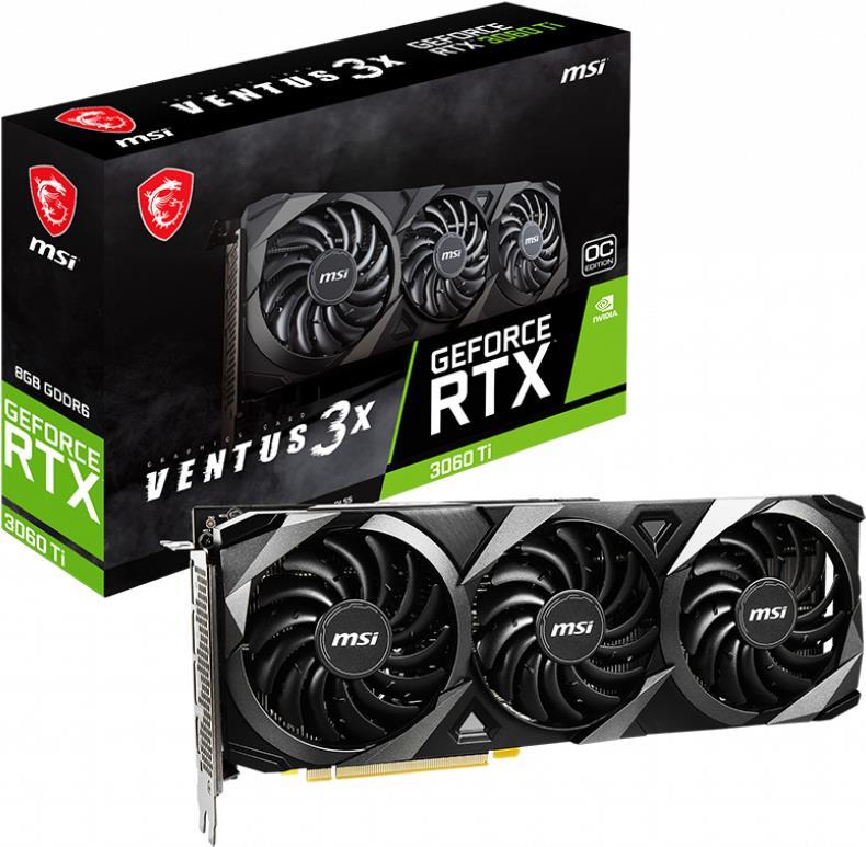 Купить MSI GeForce RTX 3060 TI VENTUS 3X 8G OC LHR - Grafikkarten - GF RTX 3060 Ti - 8 GB GDDR6 - PCIe 4.0 - HDMI, 3 x DisplayPort (V397-239R) в магазине wardena.ru