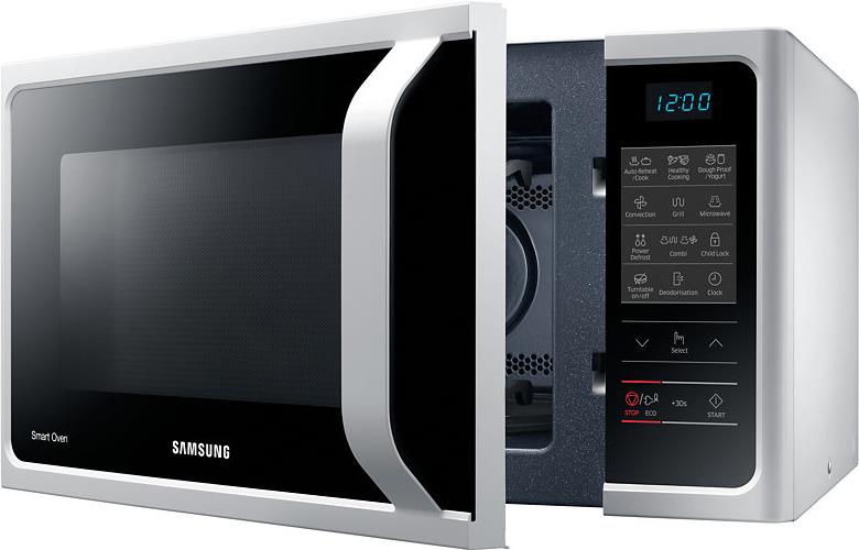 Купить Samsung MC28H5013AW/EG Heißluft-Mikrowelle 28 Liter, weiß 900 Watt Leistung, 28l Garraumvolumen - 35 Automatikprogramme, 2 Kombiprogramme - Grill, Heißluftfunktion - Drehteller-Durchmesser: 32cm - 15 Vitalprogramme, Jogh в магазине wardena.ru