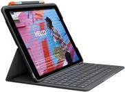 Купить Logitech Slim Folio - Tastatur und Foliohülle - kabellos - Bluetooth LE - QWERTY - Spanisch - Oxford Gray - für Apple 10.2"  iPad Wi-Fi, 10.5"  iPad Pro Wi-Fi, 10.9"  iPad Wi-Fi, iPad Air Wi-Fi (920-011426) в магазине wardena.ru