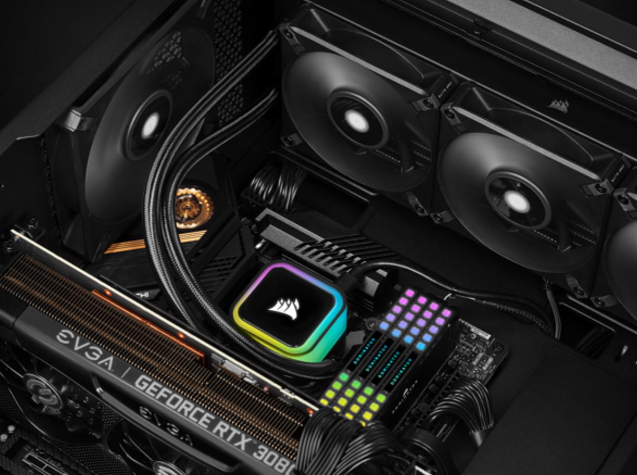 Купить CORSAIR iCUE H100i RGB ELITE - Prozessor-Flüssigkeitskühlsystem - Kühlergröße: 240 mm - (für: LGA1156, LGA1155, LGA2011, LGA1150, LGA2011-3, LGA1151, AM4, LGA2066, sTRX4, LGA1200, LGA1700) - 120 mm (CW-9060058-WW) в магазине wardena.ru