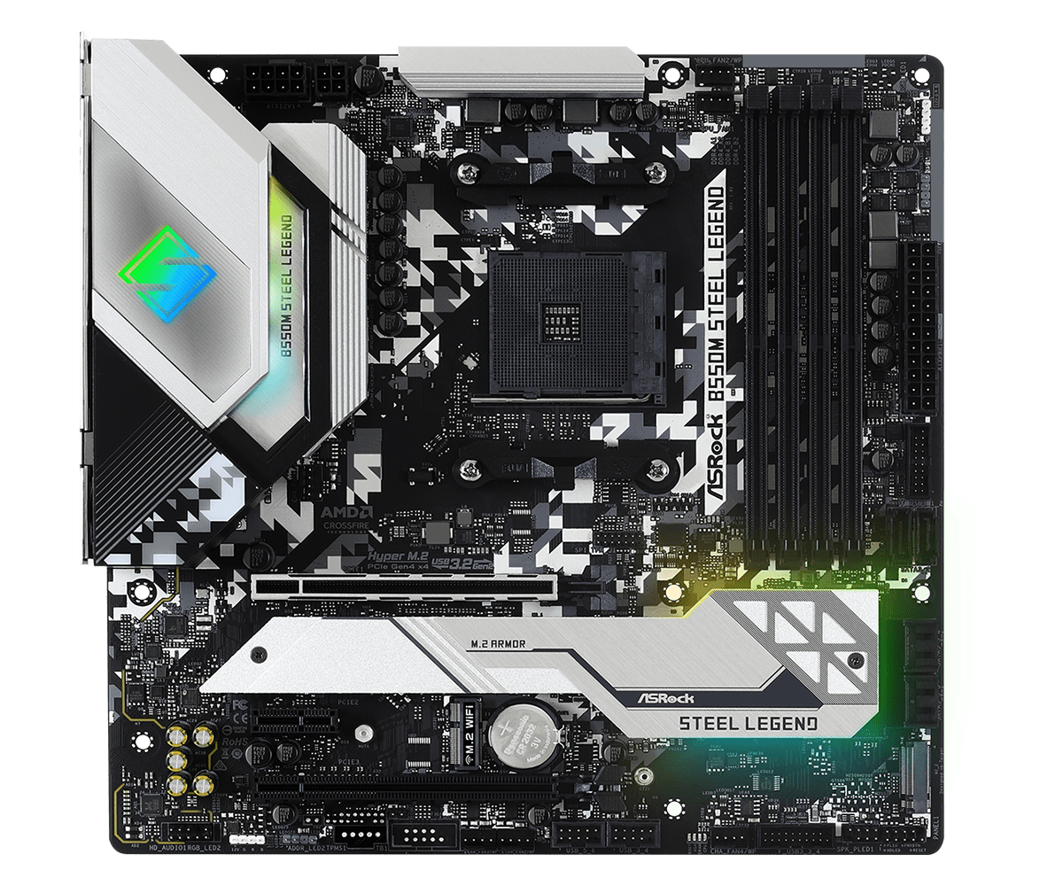 Купить ASRock B550M Steel Legend - Motherboard - micro ATX - Socket AM4 - AMD B550 - USB-C Gen2, USB 3,2 Gen 1, USB 3,2 Gen 2 - 2,5 Gigabit LAN - Onboard-Grafik (CPU erforderlich) - HD Audio (8-Kanal) (90-MXBCU0-A0UAYZ) в магазине wardena.ru