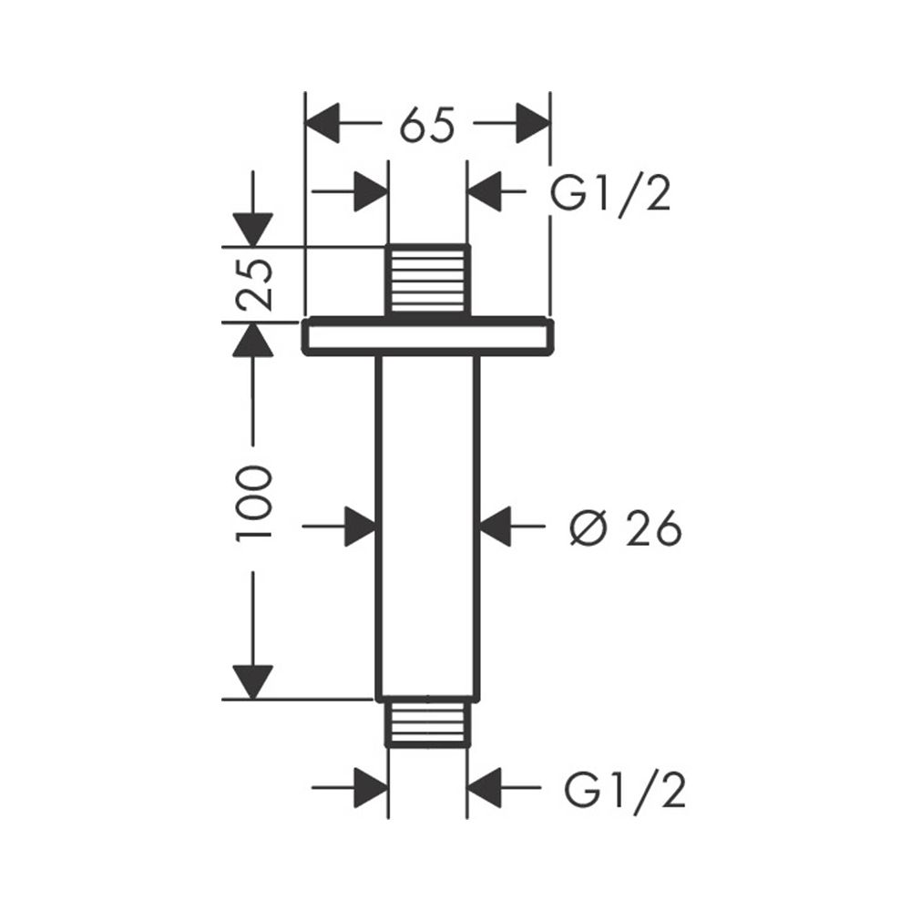 Купить Hansgrohe Vernis Shape Потолочное подсоединение 10 см хром 26406000 в магазине wardena.ru
