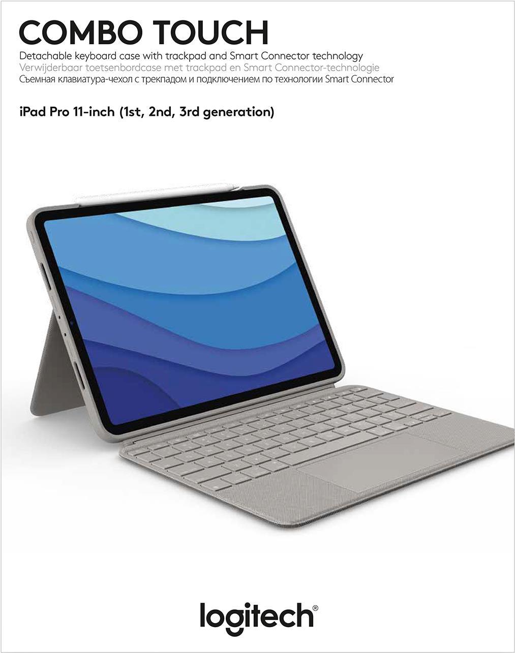 Купить Logitech Combo Touch - Tastatur und Foliohülle - mit Trackpad - hintergrundbeleuchtet - Apple Smart connector - AZERTY - Französisch - Sand - für Apple 27,90cm (11")  iPad Pro (1. Generation, 2. Generation, 3. Generation (920-010168) в магазине wardena.ru