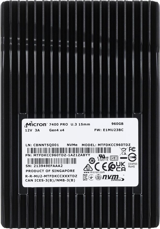 Купить SSD Micron 7400 PRO 960GB U.3 NVMe PCI 4.0 MTFDKCC960TDZ-1AZ1ZABYY (DWPD 1) Tray (MTFDKCC960TDZ-1AZ1ZABYY) в магазине wardena.ru