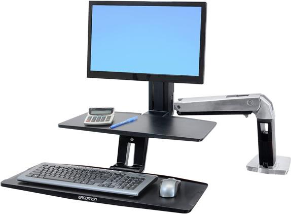 Купить Ergotron WorkFit-A with Suspended Keyboard, Single LD - Aufstellung (Tablett, Befestigungen, Spannbefestigung für Tisch, Tischplattenbohrung, Pivot, Schwenkarm) für LCD-Display/Tastatur - Schwarz, Polished Aluminum - Bil (24-390-026) в магазине wardena.ru
