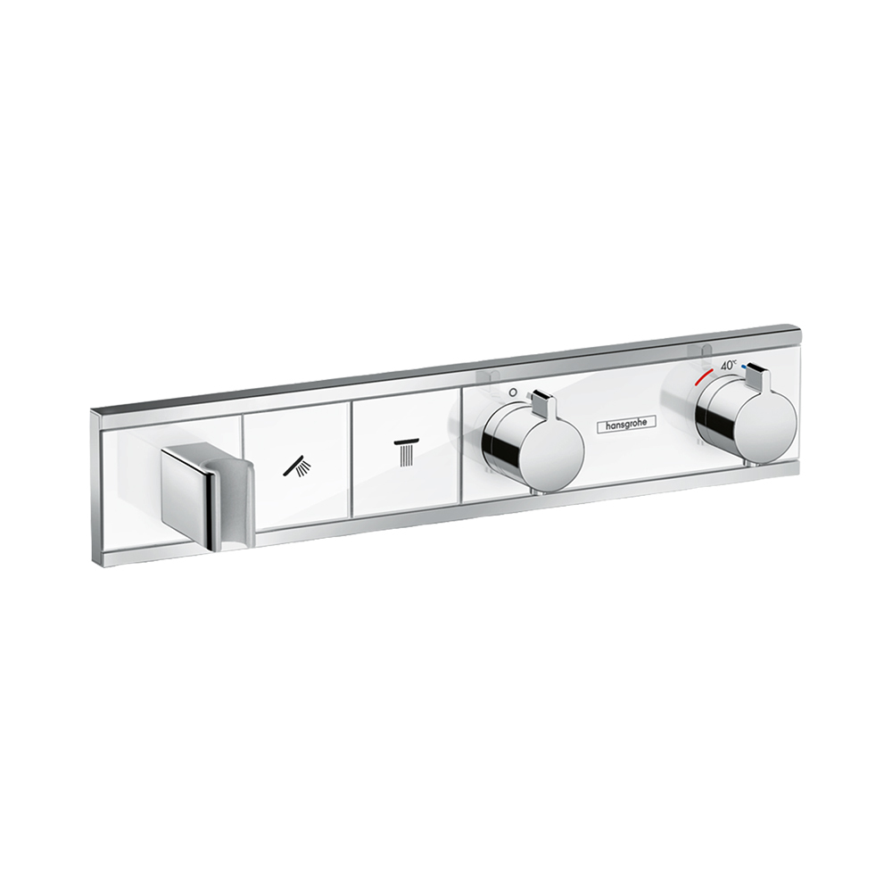 Купить Hansgrohe RainSelect Термостат для душа скрытого монтажа с 2 кнопками хром-черный матовый 15355600 в магазине wardena.ru