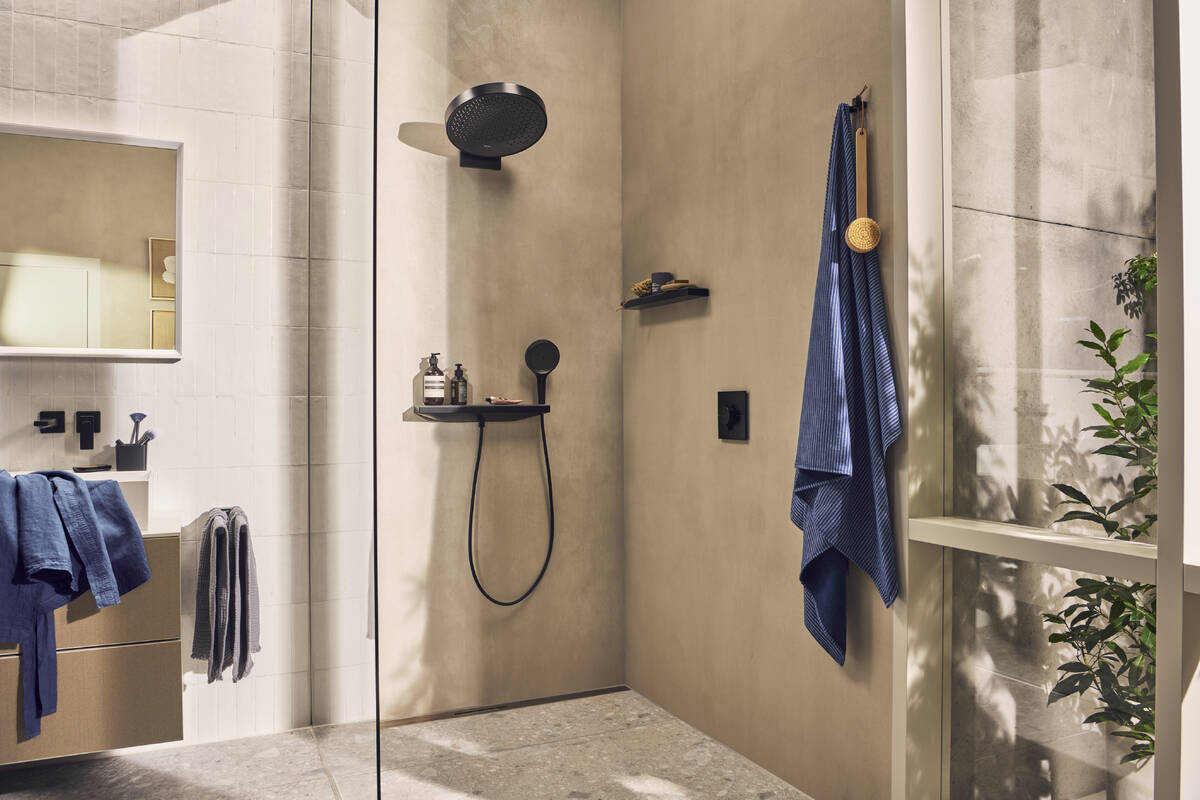 Купить Hansgrohe Rainfinity Верхний душ 360 1jet с настенным креплением черный матовый 26230670 в магазине wardena.ru