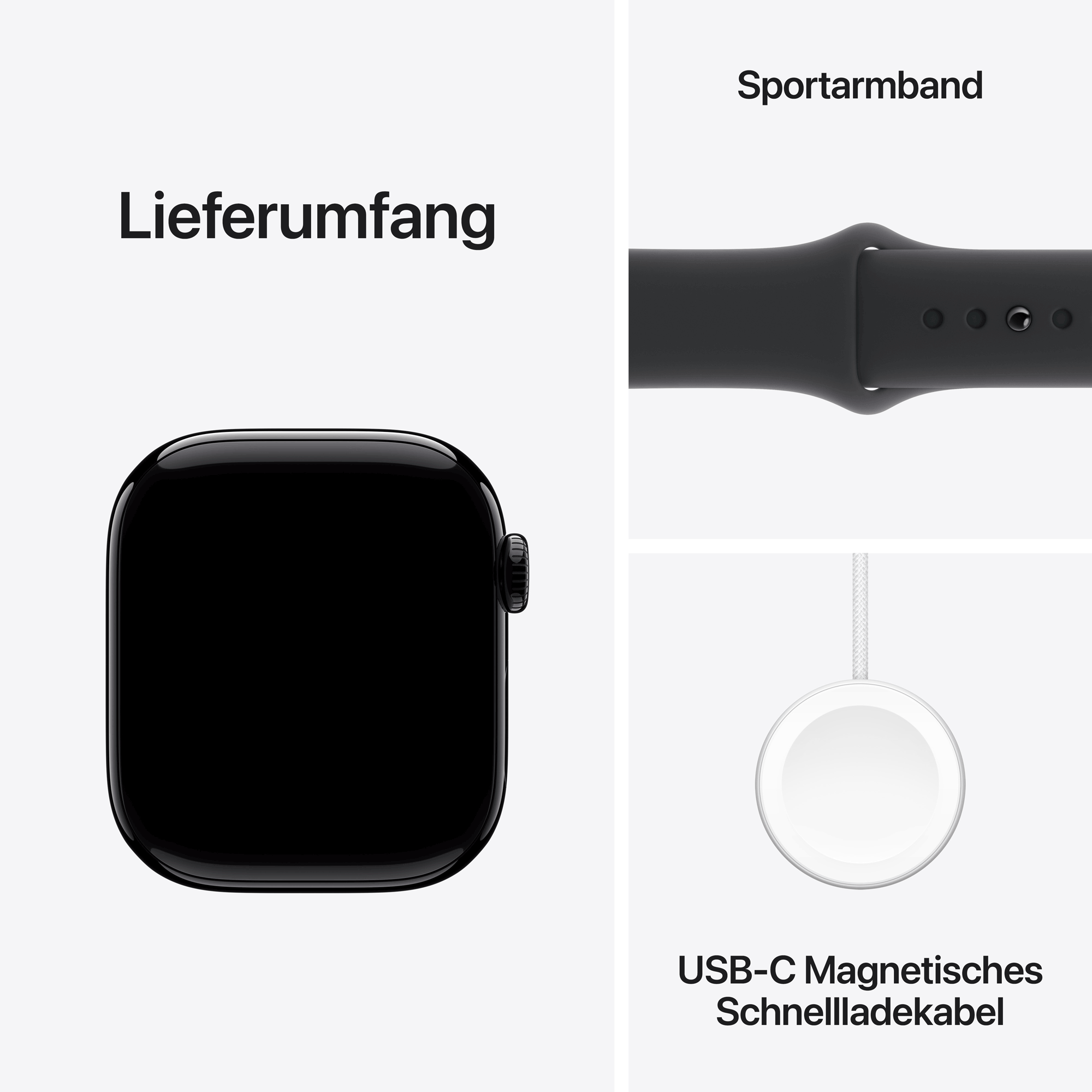 Купить Apple Watch Series 10 GPS + Cellular 42mm Jet Black Aluminium Case mit Black Sport Band - M/L (MWX73QF/A) в магазине wardena.ru