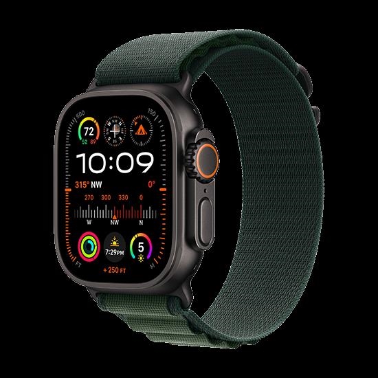 Купить Watch Apple Watch Ultra 2 (2024) LTE 49mm Black Titanium Case with Alpine Loop L - Dark Green (MX4T3NF/A) в магазине wardena.ru