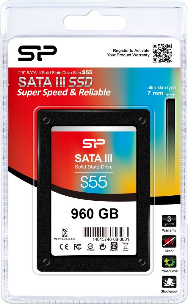 Купить SILICON POWER Slim S55 - SSD - 960 GB - intern - 2.5" (6.4 cm) - SATA 6Gb/s (SP960GBSS3S55S25) в магазине wardena.ru