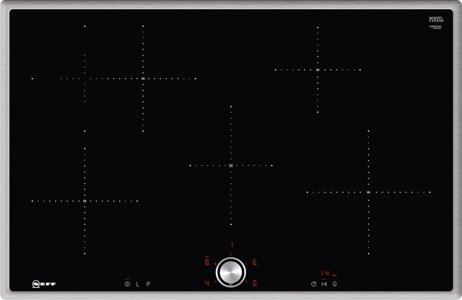 Купить Neff T48BT00N0 Kochfeld Schwarz - Edelstahl Integriert Zonen-Induktionskochfeld 4 Zone(n) (T48BT00N0) в магазине wardena.ru