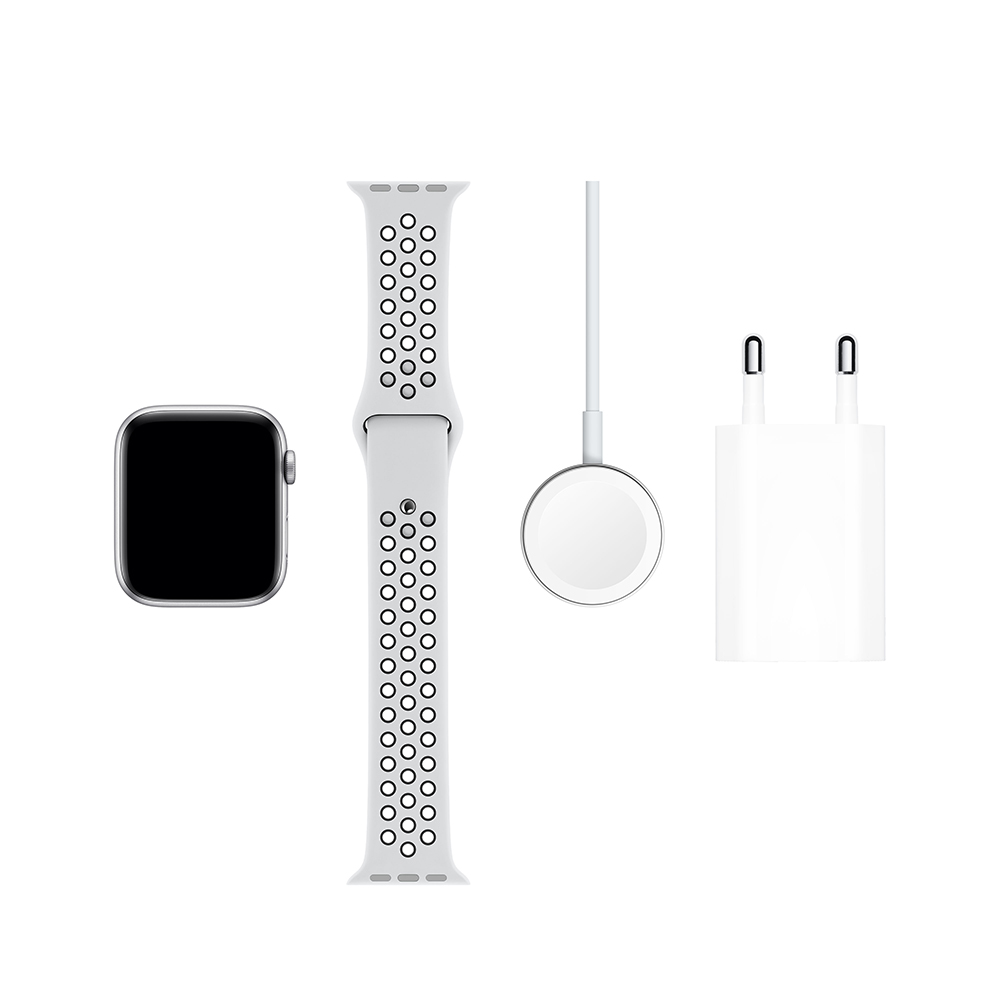 Купить Apple Watch Nike Series 5 (GPS + Cellular) - 40 mm - Aluminium, Silber - intelligente Uhr mit Nike Sportband - Flouroelastomer - pures Platin/schwarz - Bandgröße 130-200 mm - S/M/L - 32 GB - Wi-Fi, Bluetooth - 4G - 30.8 (MX3C2FD/A) в магазине wardena.ru
