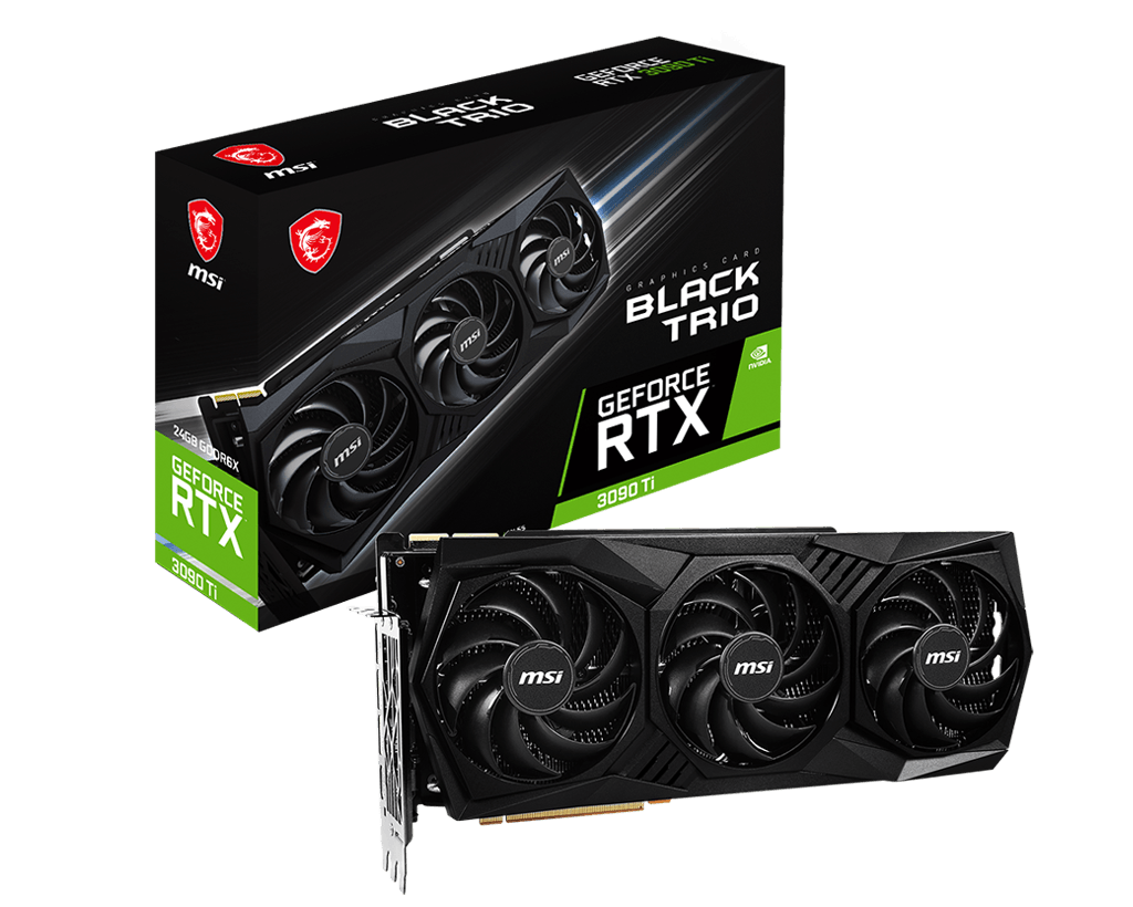 Купить MSI GeForce RTX 3090 Ti BLACK TRIO 24G - Grafikkarten - GF RTX 3090 Ti - 24GB GDDR6X - PCIe 4,0 - HDMI, 3 x DisplayPort (V509-023R) в магазине wardena.ru