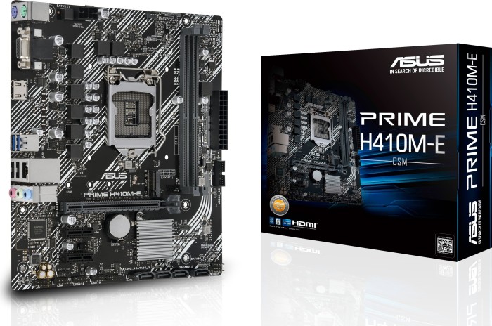 Купить ASUS PRIME H410M-E - Motherboard - micro ATX - LGA1200-Sockel - H410 Chipsatz - USB 3.2 Gen 1 - Gigabit LAN - Onboard-Grafik (CPU erforderlich) - HD Audio (8-Kanal) (90MB13H0-M0EAYC) в магазине wardena.ru