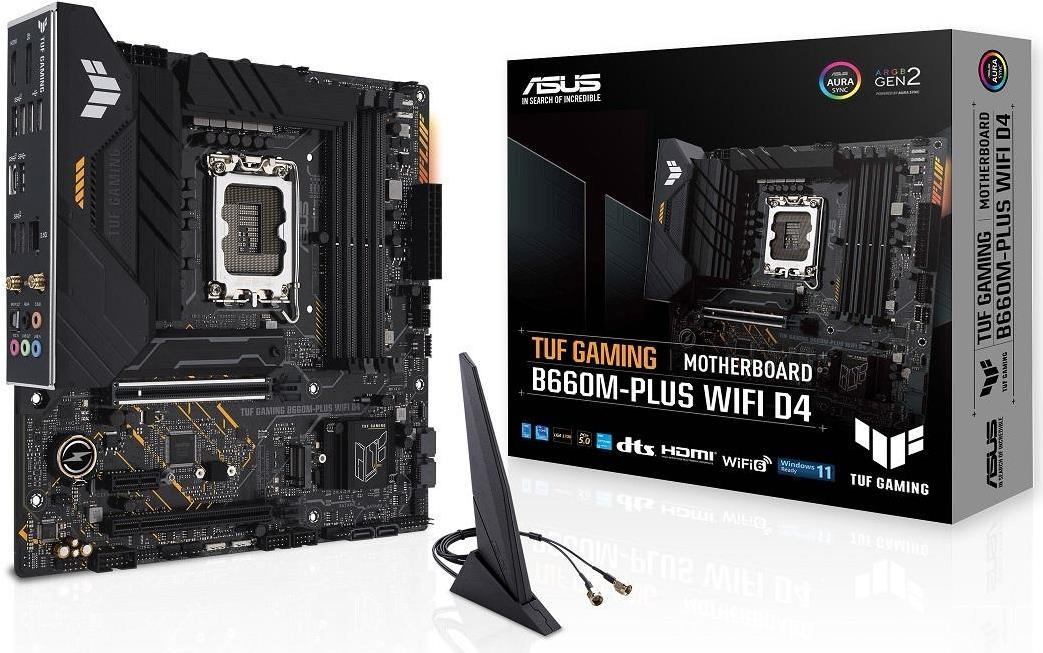 Купить ASUS TUF GAMING B660M-PLUS WIFI D4 - Motherboard - micro ATX - LGA1700-Sockel - B660 Chipsatz - USB-C Gen1, USB 3,2 Gen 1, USB 3,2 Gen 2, USB-C Gen 2x2 - 2,5 Gigabit LAN, Wi-Fi, Bluetooth - Onboard-Grafik (CPU erforderli (90MB1930-M0EAY0) в магазине wardena.ru