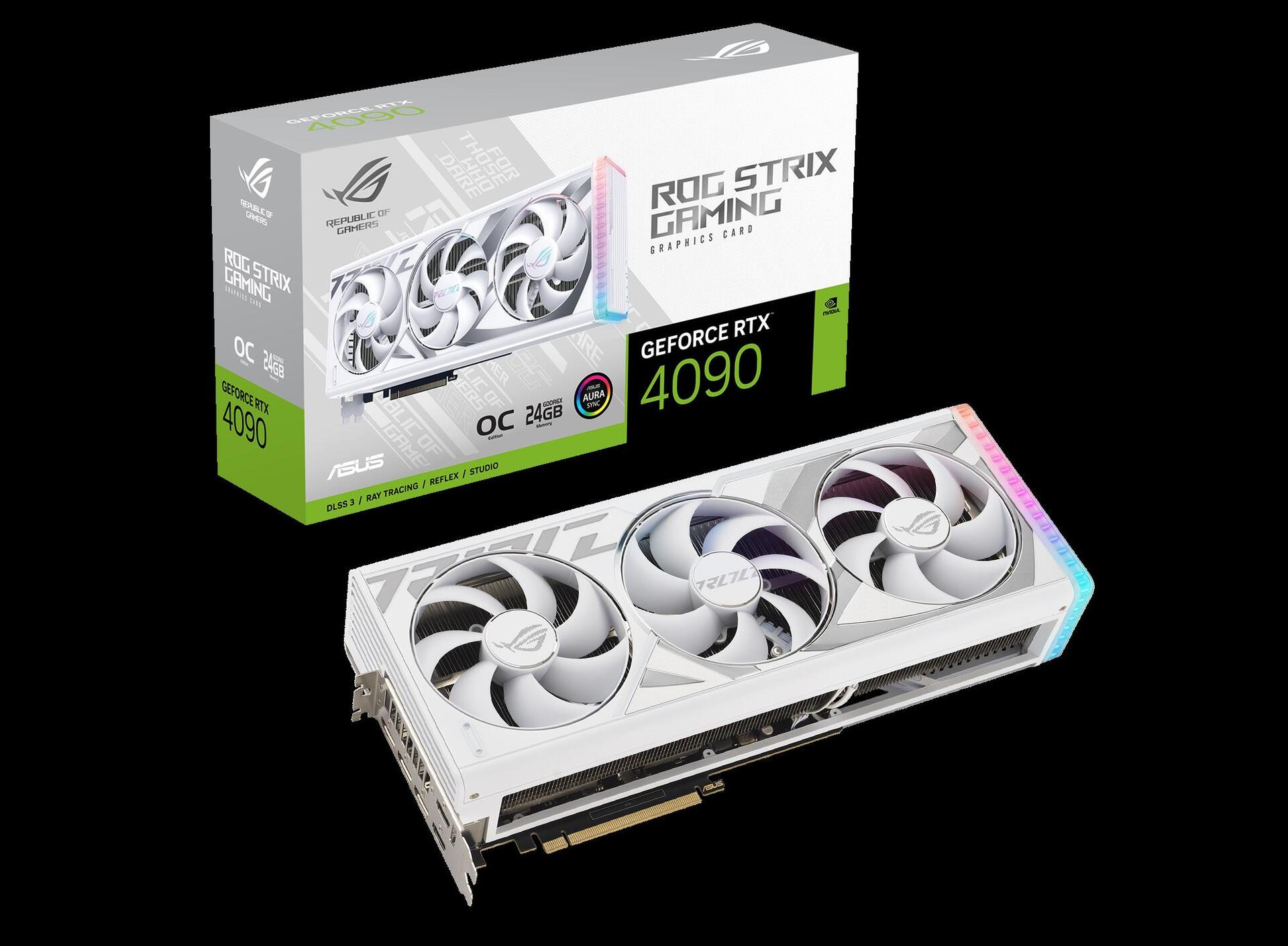 Купить ASUS ROG Strix GeForce RTX 4090 - OC Edition - Grafikkarten - NVIDIA GeForce RTX 4090 - 24 GB GDDR6X - PCIe 4.0 - 2 x HDMI, 3 x DisplayPort - weiß (90YV0ID2-M0NA00) в магазине wardena.ru