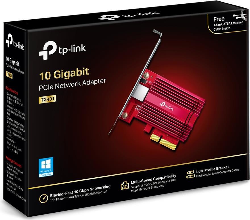 Купить TP-Link TX401 - V1 - Netzwerkadapter - PCIe 3.0 x4 Low-Profile - 1/2.5/5/10GBase-T x 1 в магазине wardena.ru