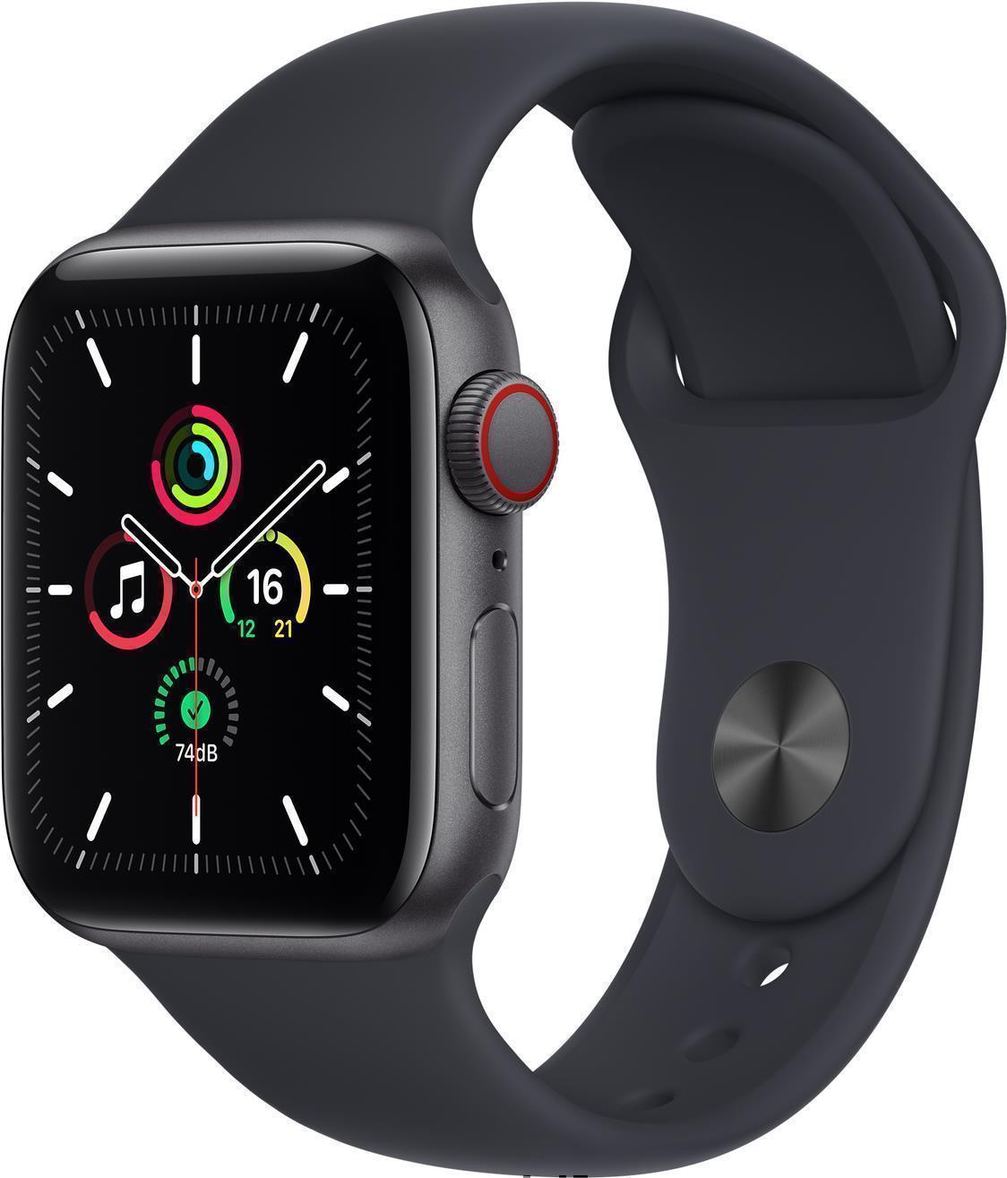 Купить Apple Watch SE (GPS + Cellular) - 40 mm - Space grau Aluminium - intelligente Uhr mit Sportband - Flouroelastomer - Midnight - Bandgröße: regelmäßig - 32 GB - Wi-Fi, Bluetooth - 4G - 30.68 g (MKR23FD/A) в магазине wardena.ru
