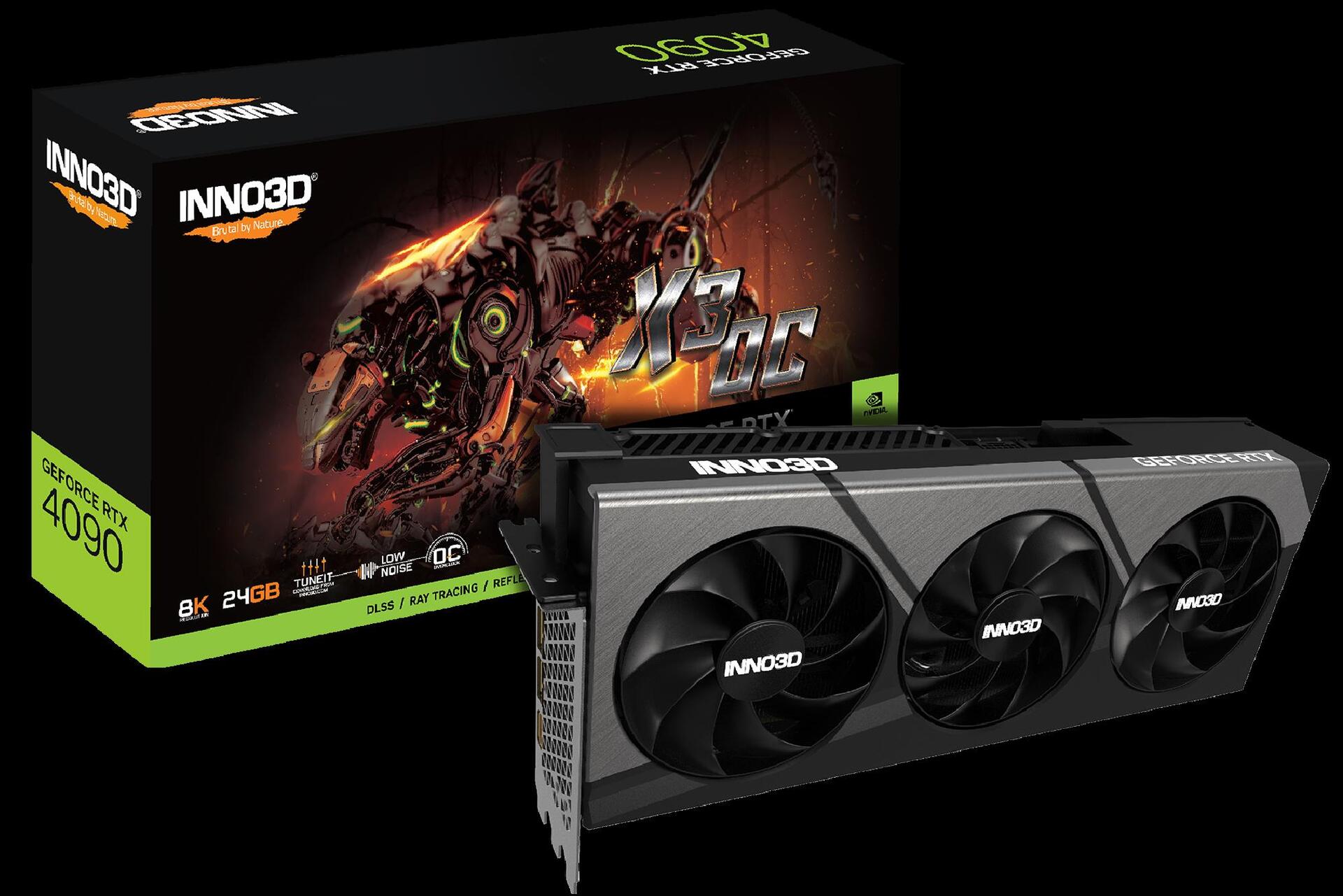 Купить Inno3D GeForce RTX 4090 X3 OC - GeForce RTX 4090 - 24 GB - GDDR6X - 384 Bit - 7680 x 4320 Pixel - PCI Express x16 4.0 (N40903-246XX-18332989) в магазине wardena.ru