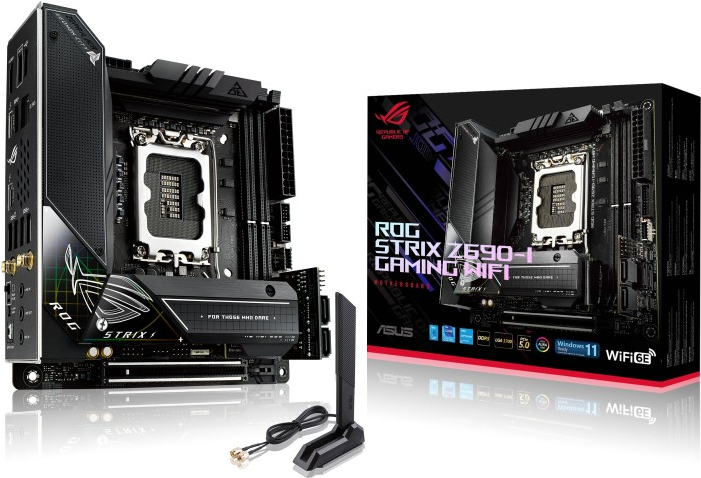 Купить ASUS ROG STRIX Z690-I GAMING WIFI - Motherboard - Mini-ITX - LGA1700-Sockel - Z690 Chipsatz - USB 3,2 Gen 1, USB 3,2 Gen 2, USB-C Gen 2x2, USB4 - 2,5 Gigabit LAN, Wi-Fi, Bluetooth - Onboard-Grafik (CPU erforderlich) - HD (90MB1910-M0EAY0) в магазине wardena.ru
