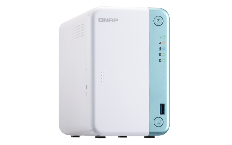 Купить QNAP TS-251D NAS Tower Eingebauter Ethernet-Anschluss Blau - Weiß J4005 (TS-251D-4G/12TBVN) в магазине wardena.ru