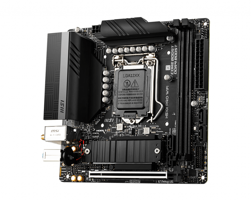 Купить MSI H510I PRO WIFI - Motherboard - Mini-ITX - LGA1200-Sockel - H510 - USB 3.2 Gen 1 - 2.5 Gigabit LAN, Wi-Fi, Bluetooth - Onboard-Grafik (CPU erforderlich) - HD Audio (8-Kanal) (7D16-002R) в магазине wardena.ru