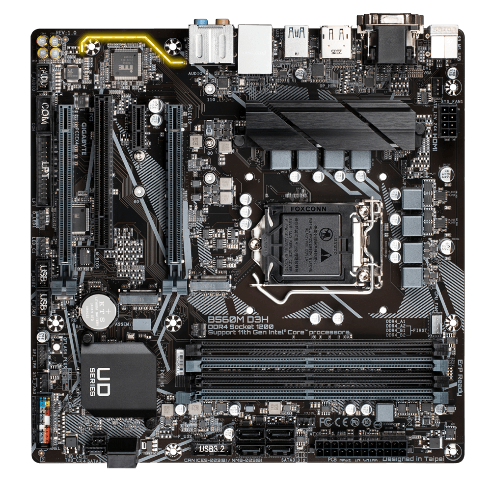 Купить Gigabyte B560M D3H - Intel - LGA 1200 - Intel® Celeron® - Intel® Core™ i3 - Intel Core i5 - Intel Core i7 - Intel Core i9 - Intel® Pentium® - DDR4-SDRAM - DIMM - 2133,2400,2666,2933,3000,3200 MHz (B560M D3H) в магазине wardena.ru