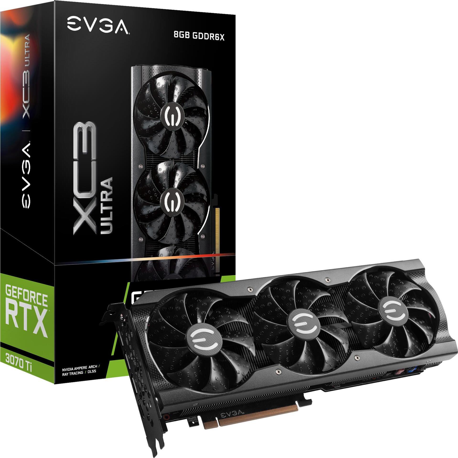 Купить EVGA GeForce RTX 3070 Ti Ultra Gaming, 8GB GDDR6X, HDMI, 3x DP (08G-P5-3785-KL) в магазине wardena.ru