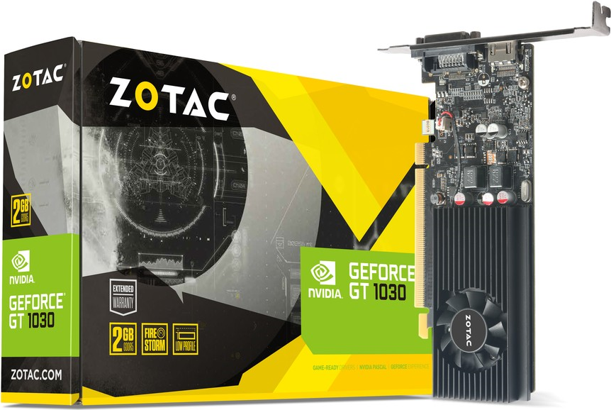 Купить ZOTAC GeForce GT 1030 - Grafikkarten - GF GT 1030 - 2GB GDDR5 - PCIe 3.0 - DVI, HDMI (ZT-P10300A-10L) в магазине wardena.ru