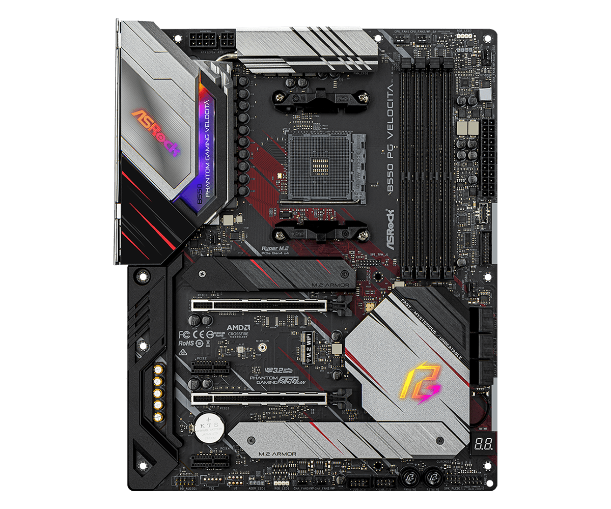 Купить ASRock B550 PG Velocita - Motherboard - ATX - Socket AM4 - AMD B550 - USB-C Gen2, USB 3.2 Gen 1, USB 3.2 Gen 2 - 2.5 Gigabit LAN - Onboard-Grafik (CPU erforderlich) - HD Audio (8-Kanal) (90-MXBD90-A0UAYZ) в магазине wardena.ru