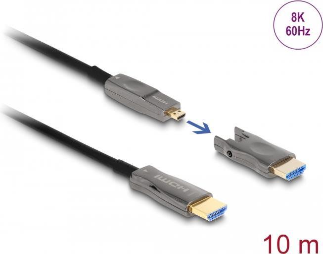 Купить Delock - High Speed - HDMI-Kabel - 19 pin micro HDMI Type D männlich zu HDMI männlich - 10,0m - Hybrid Kupfer/Kohlefaser - Schwarz - aktiv, Support von 8K 60 Hz, 12,70cm (5") 1 (86005) в магазине wardena.ru