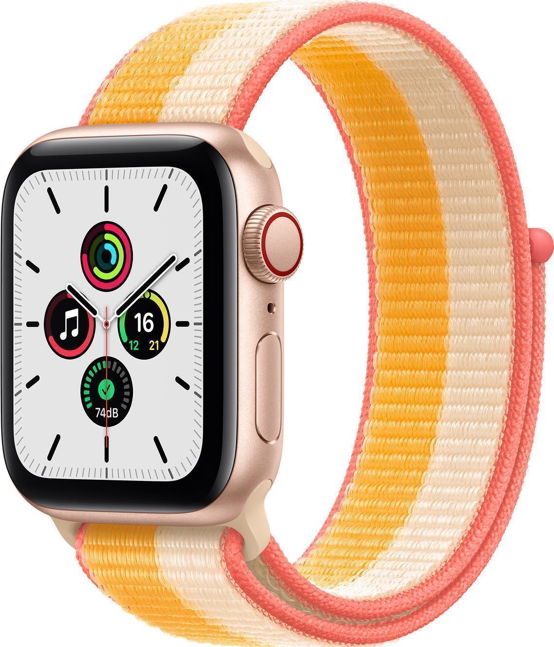 Купить Apple Watch SE (GPS + Cellular) - 40 mm - Gold Aluminium - intelligente Uhr mit Sportschleife - gewebtes Nylon - maize/white - Handgelenkgröße: 130-200 mm - 32 GB - Wi-Fi, Bluetooth - 4G - 30.68 g (MKQY3FD/A) в магазине wardena.ru