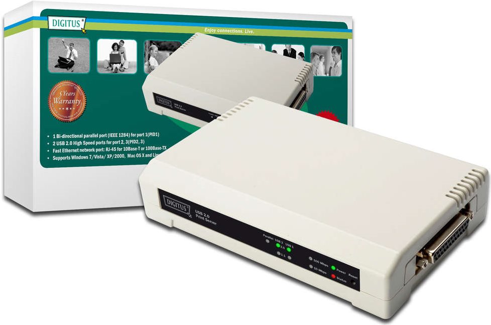 Купить DIGITUS DN-13006-1 - Druckserver - USB2.0/parallel - 10/100 Ethernet (DN-13006-1) в магазине wardena.ru