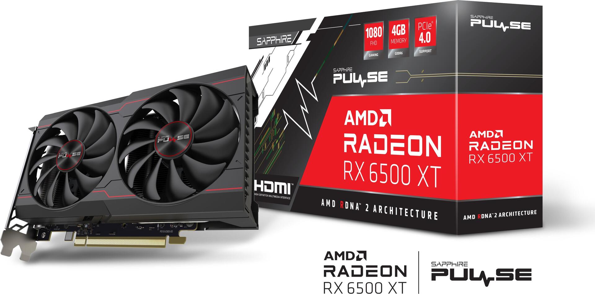 Купить Sapphire Pulse Radeon RX 6500 XT - Grafikkarten - Radeon RX 6500 XT - 4GB GDDR6 - PCIe 4,0 x16 - HDMI, DisplayPort (11314-01-20G) в магазине wardena.ru