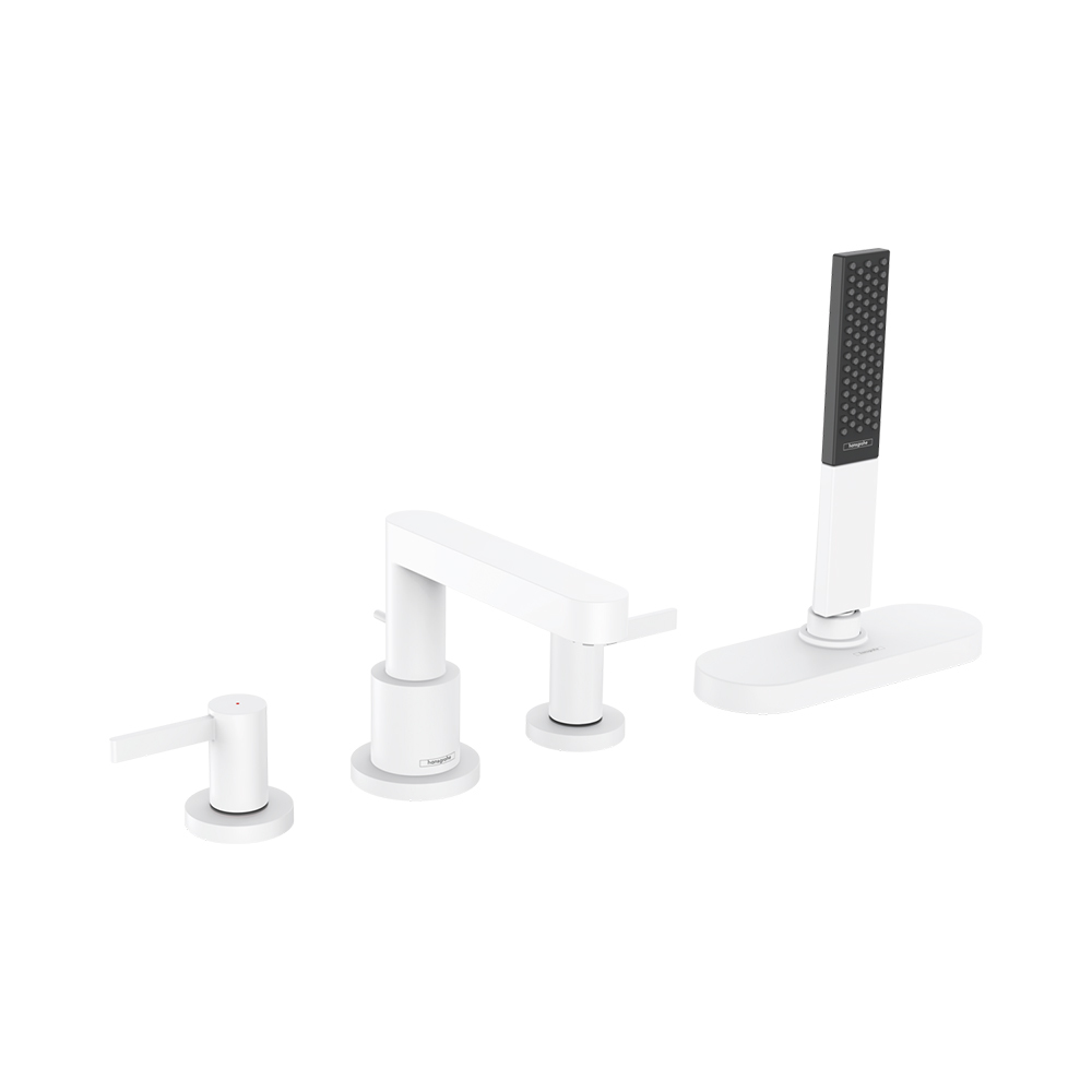 Купить Hansgrohe Finoris Смеситель на край ванны на 4 отверстия с sBox белый матовый 76444700 в магазине wardena.ru