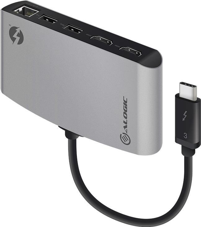 Купить ALOGIC TB3D2DPBL-SGR - Thunderbolt 3 - DisplayPort,RJ-45,USB 3.2 Gen 1 (3.1 Gen 1) - Schwarz - Grau - Windows 10 - Mac OS X 10.12 Sierra - Mac OS X 10.13 High Sierra - Mac OS X 10.14 Mojave - 124 mm (TB3D2DPBL-SGR) в магазине wardena.ru